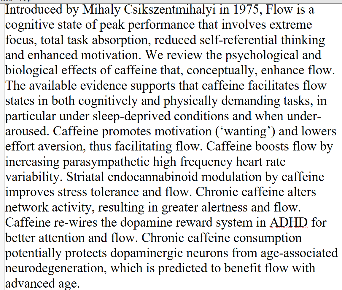 Caffeine consumption facilitates flow experiences. sciencedirect.com/science/articl…