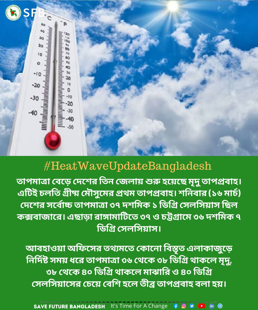 #HeatWaveUpdateBangladesh 🚨🌡️☀️ এদিকে এ বছর তাপমাত্রা ৪০ ডিগ্রির ওপরে উঠতে পারে। #GlobalWarming #Temperature #SaveFutureBangladesh #urbanheatislanddhaka