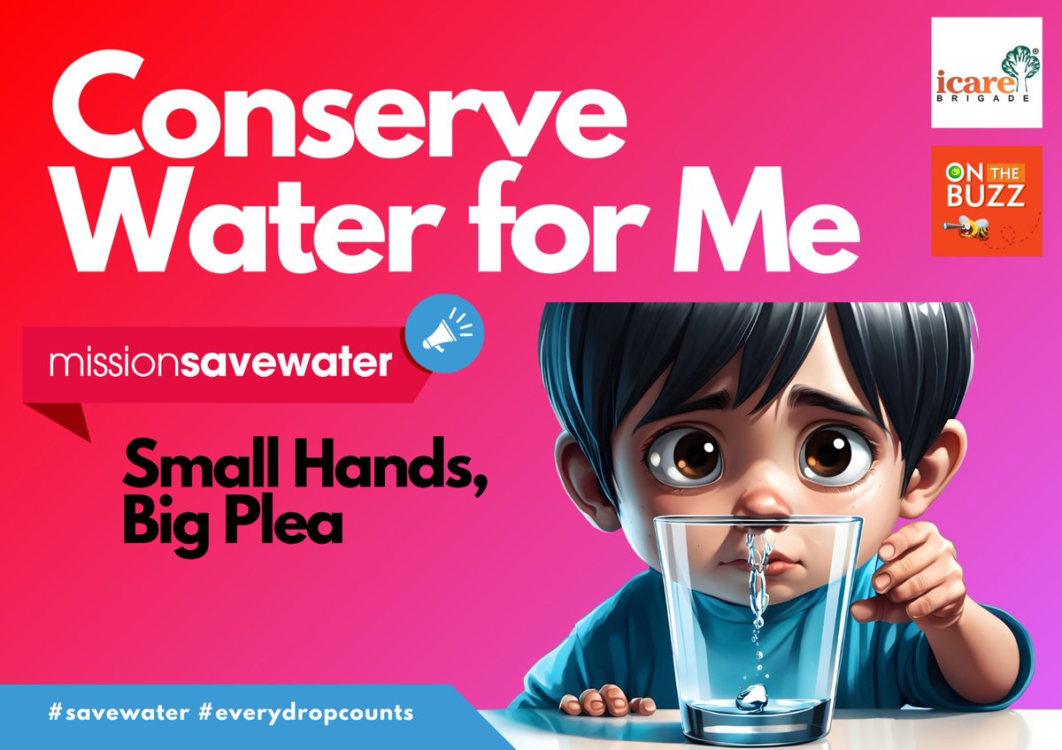 Small Hands, Big Plea: Conserve Water for Me' 🌱💧Let's heed the call of our future generations and make every drop count #icarebrigade #ConserveWater #WaterIsLife #SaveEveryDrop #SustainableFuture #BangaloreWaterWarriors
@UN_Water @Water @WWF
@NatGeo @UNEP @CWCOfficial_FF