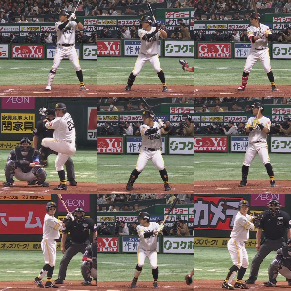 PacificleagueTV's tweet photo. 福岡ソフトバンクのスタメン野手陣がみんな揃ってオールドスタイル👀✨

#sbhawks 
#柳田悠岐 #緒方理貢 #栗原陵矢 #山川穂高 #近藤健介 #中村晃 #牧原大成 #川瀬晃 #谷川原健太 

 👇20,000組40,000名様をパ・リーグ6球場へ無料でご招待‼️ https://t.co/Bi6E8LH71R https://t.co/Ocvi7KPnX7