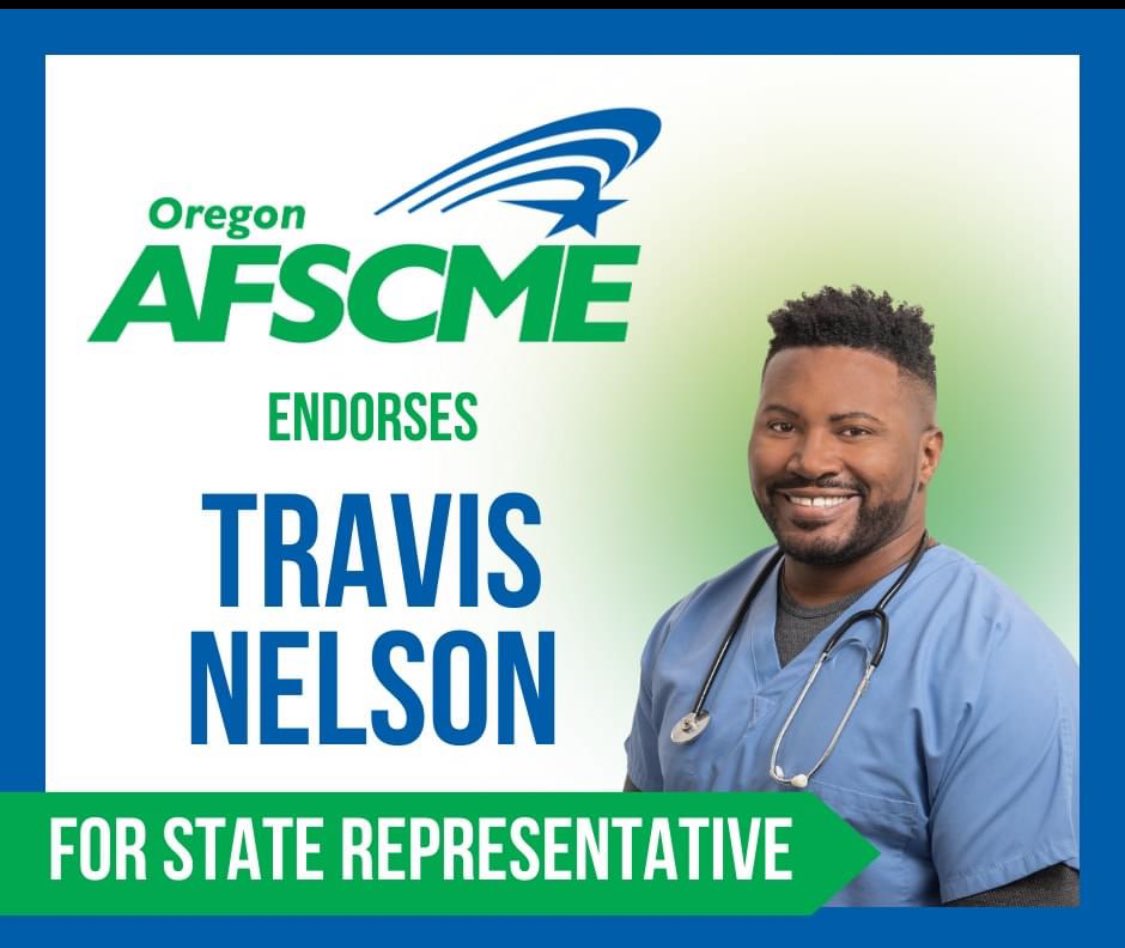 IamTravisNelson's tweet photo. Thank you @Oregon_AFSCME for the endorsement! I would never have become a legislator if it weren’t for the support of my siblings in the labor movement! Let’s continue to make positive change for the people! ✊🏾

#union #orpol #orleg https://t.co/oUGcOkhRGJ