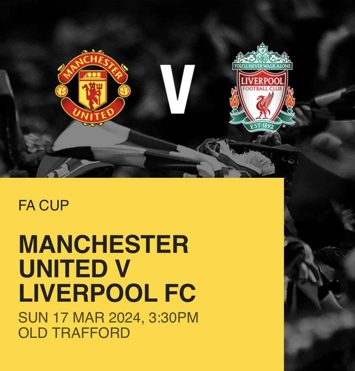 GIVEAWAY TIME 🥳 

For the chance to win a United Away Fa Cup single at Face Value(£49) 🎟️🔴

Simply follow the steps below 

1 - Retweet &amp; follow us 🤝

2 - Tag 2 friends who must be following us 

3 - like the post ✔️ 

4 - giveaway announced at random today 10am via Twitter