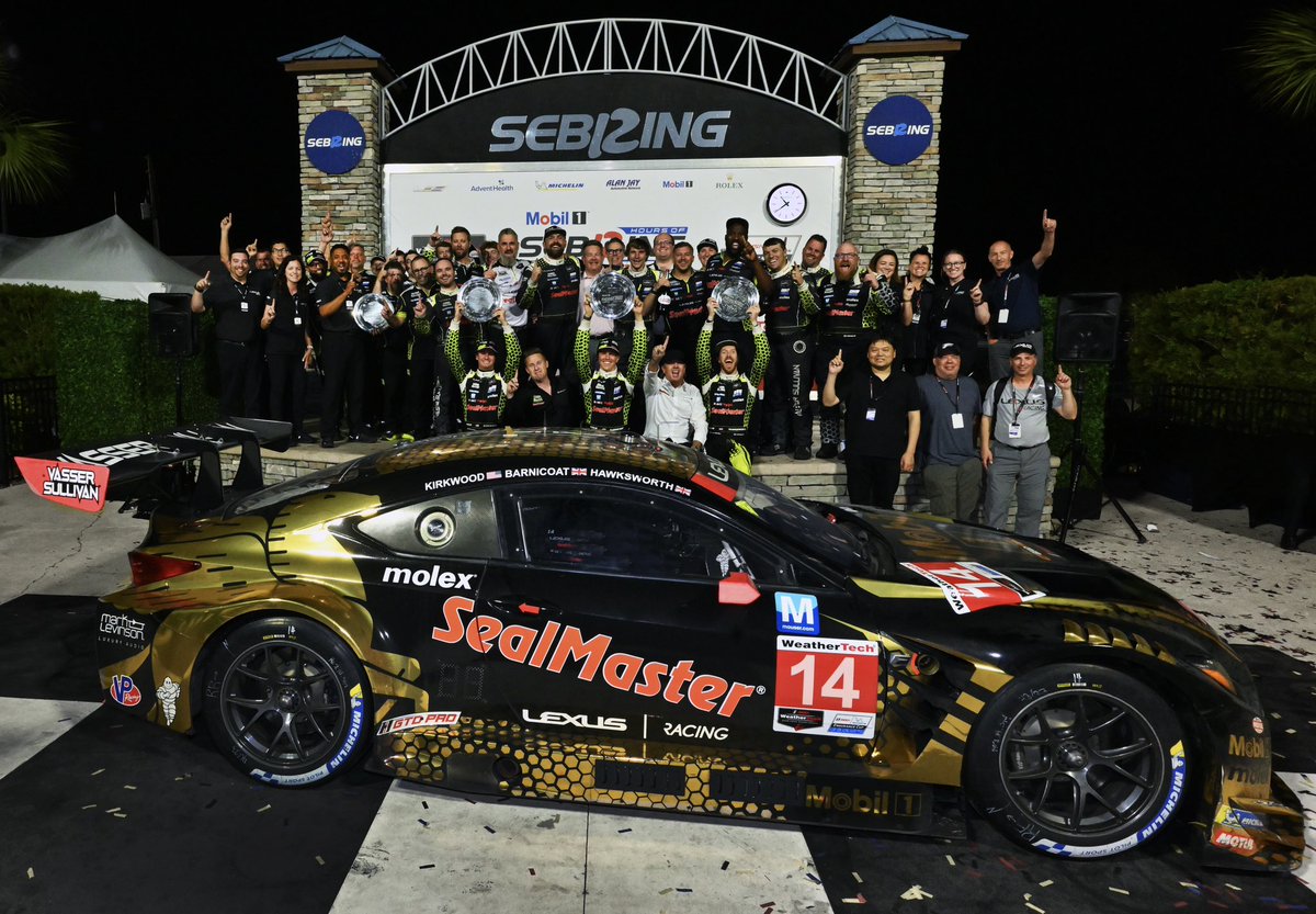 Golden performance! The team had a historic weekend at the #Sebring12 taking home both our first pole and win at the event. #LexusRCF #LexusRacing #LexusPerformance