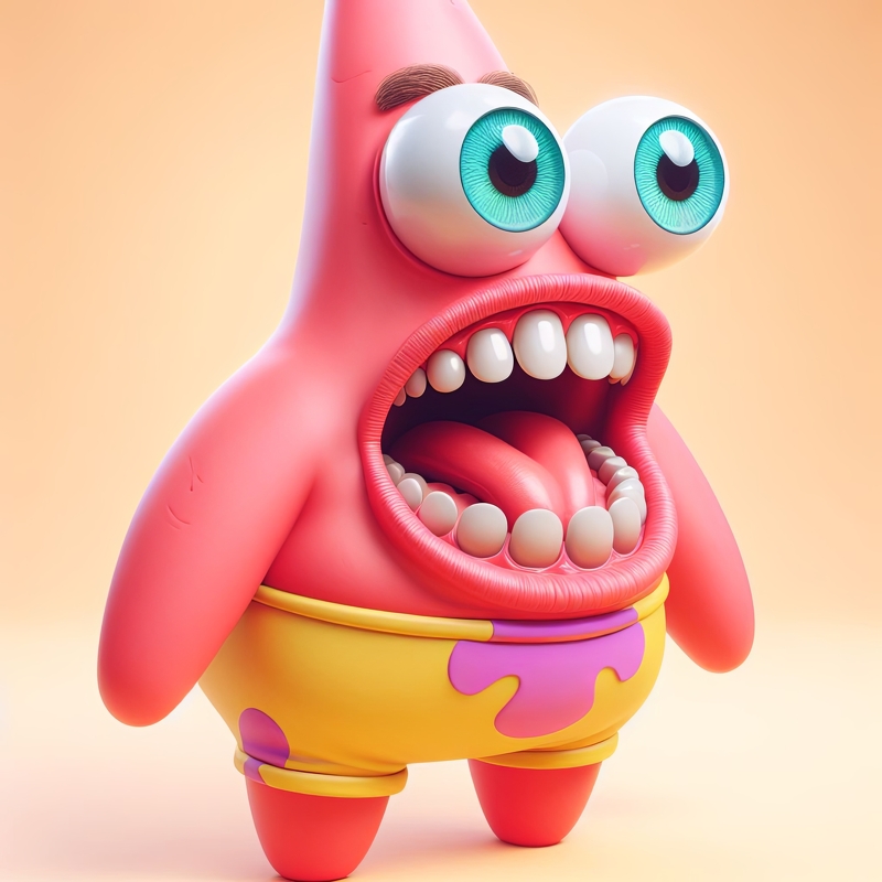 #3Dillustration #AnimatedPersonality #AnimationStyle #Cartoon #Character #characterdesign #Colorful #Cute #DigitalArt #Entertainment #exaggeratedfeatures #Funny #joyous #kidscontent #PatrickStar #Playful #surprisedexpression #Vibrant #whimsical

aifusionart.com/surprised-cart…