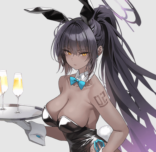 カリン「ニケのノワール、二次創作ファンアートだとちょくちょくブルアカのバニーカリンとごっ」|Atra(Ys)のイラスト