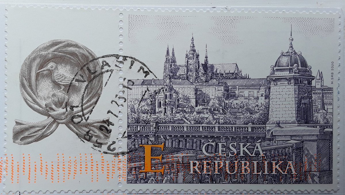 Stunning representation of #Prague Castle on #StampDaily today. 2020 issue taken from a minisheet. How lovely is the engraving? Sent to UK on a <a href="/postcrossing/">Postcrossing Project</a> #postcard. #philately #philatelie #stamps #timbres #briefmarken #sellos #usedoncover #PoštovníZnámka