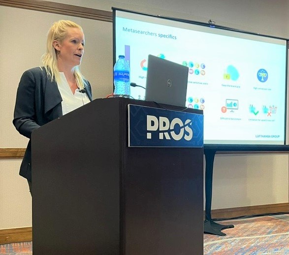 _hklug_'s tweet image. Janine Hörburger from Lufthansa Group presents their story of how to achieve modern #airlineretailing with direct distribution to metasearch engines (MSEs) and how this distribution opens opportunities for a higher degree of #CommercialAutonomy for airlines. #Outperform2023