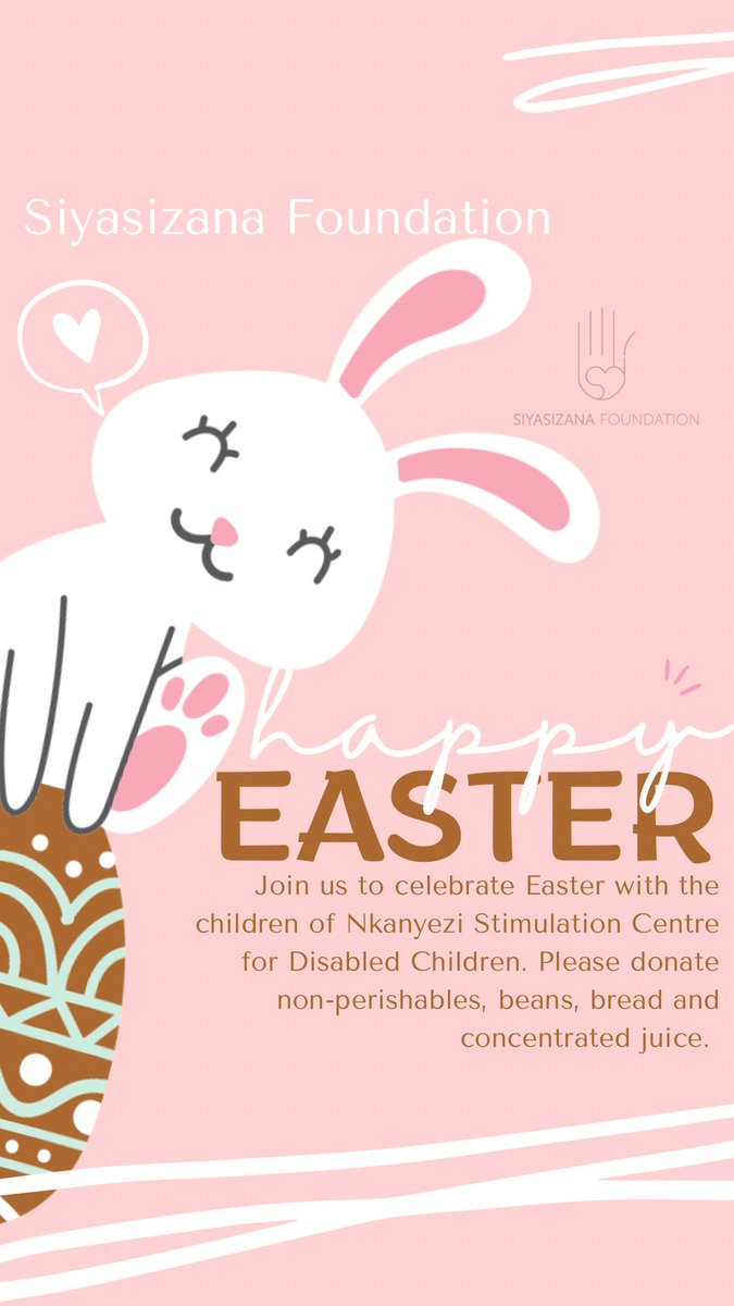 siyasizanaNPO's tweet photo. Siyasizana Foundation Easter Drive🐰 
___________________________________
Join us celebrate the selfless spirit of Easter by donating the listed items to the Nkanyezi Stimulation Centre for Disabled Children. #offeringahelpinghand #siyasizanafoundationeasterdrive🐰 https://t.co/7oUaHKLshl
