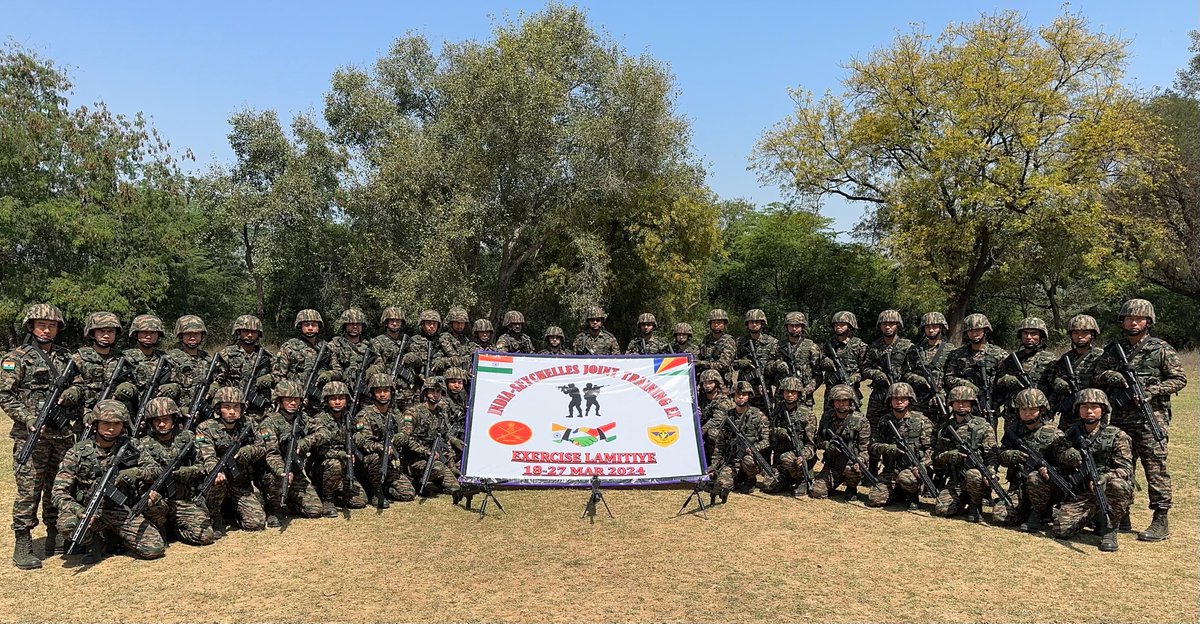 SpokespersonMoD's tweet image. #IndianArmy contingent departs for Seychelles to participate in Joint Military Exercise &quot;LAMITIYE-2024&quot;. Enhancing interoperability and fostering bilateral relations. 
#LAMITIYE2024 
#JointExercise
More: pib.gov.in/PressReleasePa…

@rajnathsingh
@giridhararamane 
@hci_seychelles