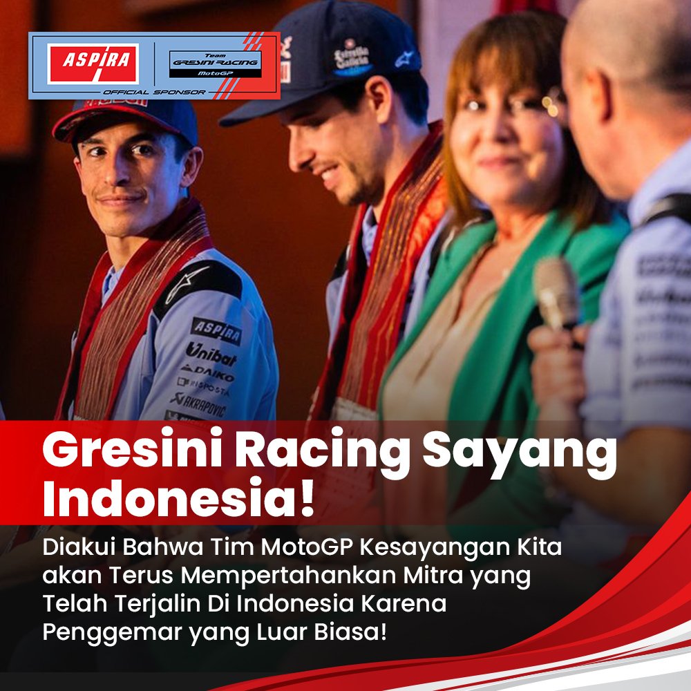 AspiraAstra's tweet photo. Carlo Merlini, Marketing Director Gresini Racing mengungkapkan ada hubungan emosional antara tim dengan fansnya di Indonesia.  Karena hal tersebut, Gresini akan terus berusaha untuk menjaga kemitraan yang terjalin di Indonesia!

#AspiraAstra#BikinTenang#GresiniRacing https://t.co/mW791Sh67D