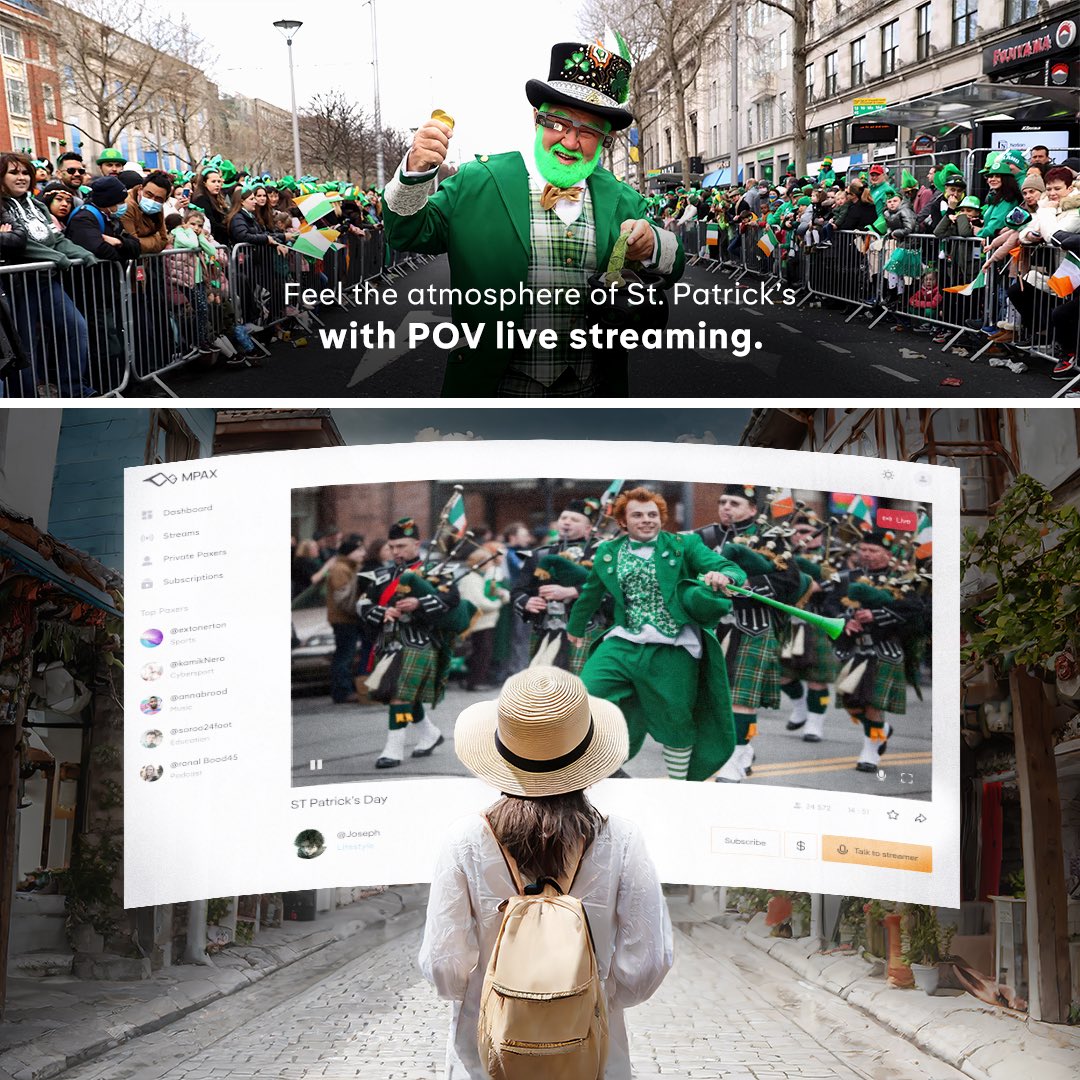Happy St. Patrick’s Day to our UK & Ireland friends! 🍀 Everyone else, picture celebrating in Dublin from anywhere in the world. With MPAX’s #POV #livestreaming tech, this will soon be possible. Stay tuned! #MPAX #StPatricksDay #smartglasses #wearables
