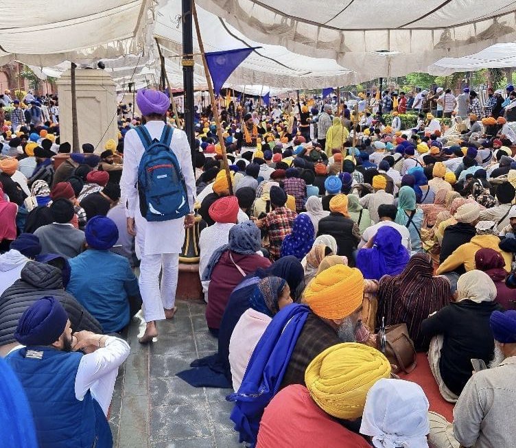 Despite massive crackdown by police on Sikh activists, considerable people are participating in Amritsar gathering called by WPD seeking jail transfer of Amritpal Singh and other NSA Sikh detainees from Dibrugarh to Punjab. Notably gathering is held at main street leading to…