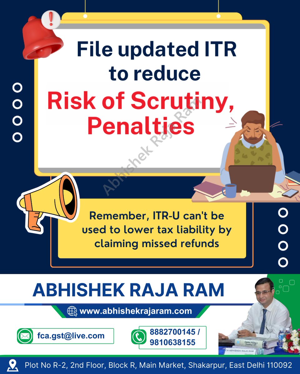 File updated ITR to reduce Risk of Scrutiny, Penalties

 #UpdatedITR #TaxFiling #RiskReduction