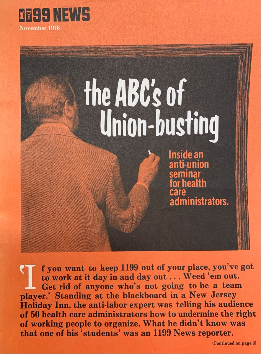 Today’s #FoundInTheArchives is a 1978 exposé on union-busting tactics written by an undercover @1199seiu reporter! Check out the Kheel Center’s guide to other anti-union campaign materials here: guides.library.cornell.edu/KheelDigitalCo…