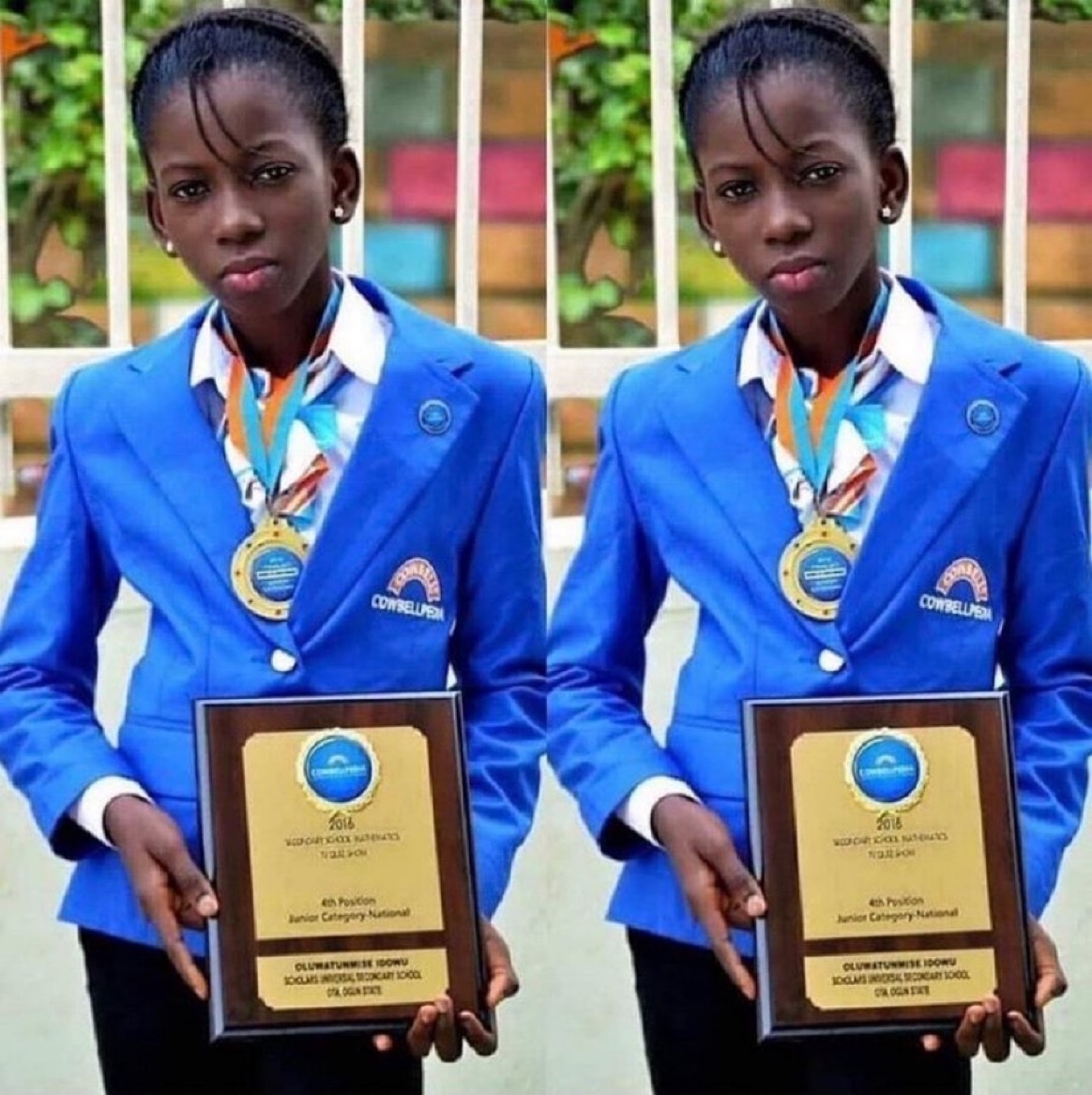 Oluwatunmise Idowu, a girl who has been described as a scholar with an "electric" brain. In 2016, she solved 17 Mathematical problems correctly in 60 seconds, a record on Cowbellpedia TV-Quiz Show).

drop a like for the young talent

tags:
North Soldiers Another 60M#Gistlover