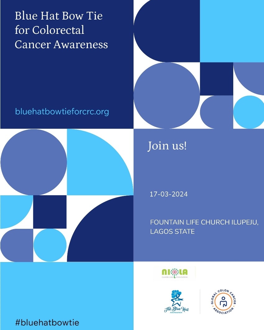 Join us this morning at @thefountainoflifechurch by 8:30 a.m ..#bluehatbowtie raising awareness and promoting screening on colorectal cancer.. Royal blue is the colour ..in partnership with  @globalcrc 
#bluehatbowtie
#colorectalcancerawareness 
#getscreened 
#healthyliving