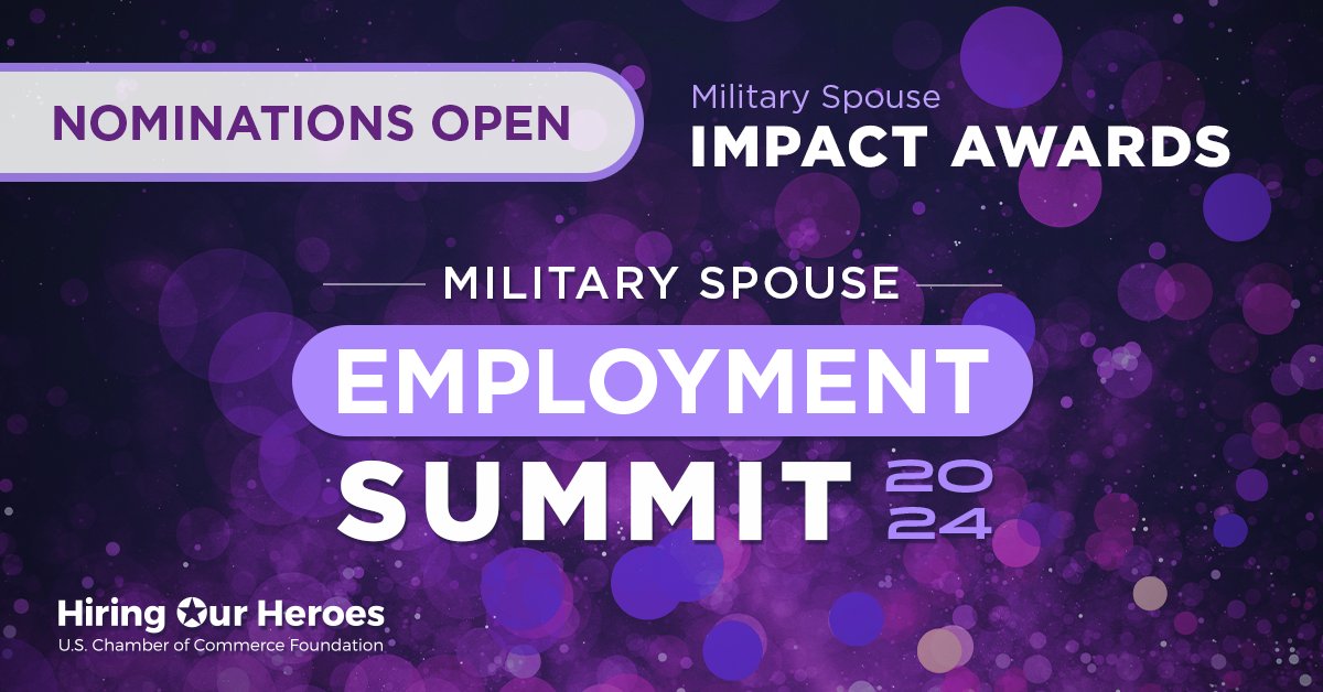 Be part of celebrating champions for #MilitarySpouses at the 2024 Impact Awards! 🏆 Submit your nominations now at bit.ly/3TwYpUo.