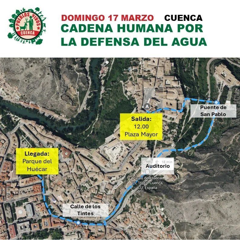 ¡Buenos días! 

Hoy nos vamos para Cueca a la cadena humana organizada por Pueblos Vivos Cuenca

A las 12 h. desde la Plaza Mayor de Cuenca hasta el Parque del Huecar 

#StopMacrogranjas
#StopGanaderíaIndustrial
#PueblosVivos
#NiUnaLicenciaMás
#NiEnTuPuebloNiEnElMío