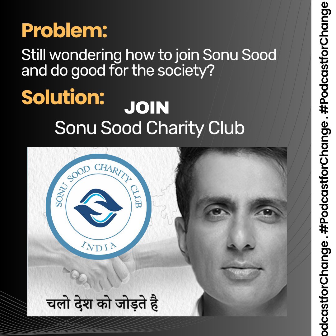 Join the club and embark on a philanthropic journey with Sonu Sood! 🌟

Link to join Sonu Sood Charity Club: soodcharityfoundation.org/sonu-sood-char… 

Watch this Episode to know more - youtu.be/H-ROIaacY7A?si…

#sonusood #soodcharityfoundation #podcastforchange #sonusoodcharityclub