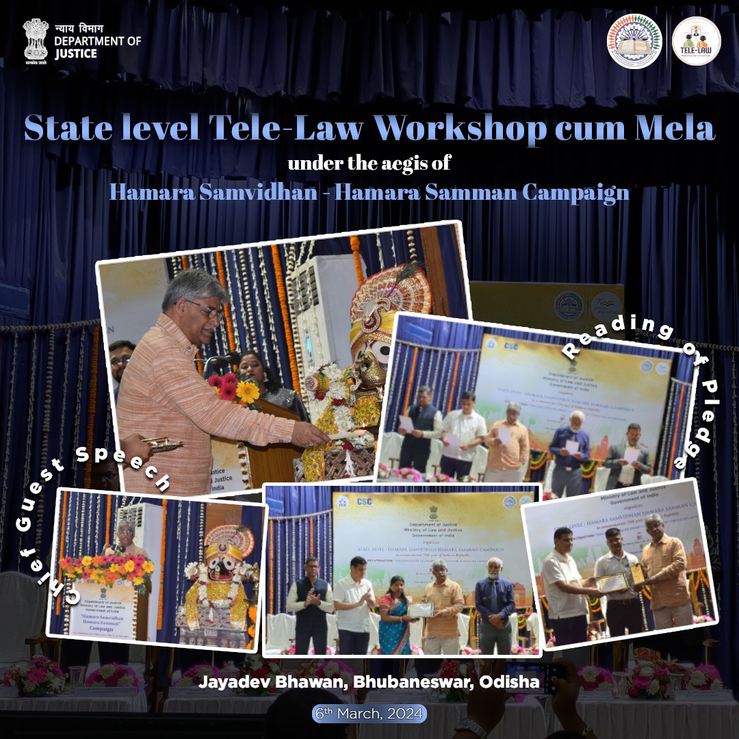 A state-level Tele-Law Workshop cum Mela was held in Bhubaneswar, Odisha under #HamaraSamvidhanHamaraSamman campaign. During the event, the Tele-Law State Profile Booklet & 4th edition of Voices of Beneficiaries in Odiya language were released and the best-performing field…