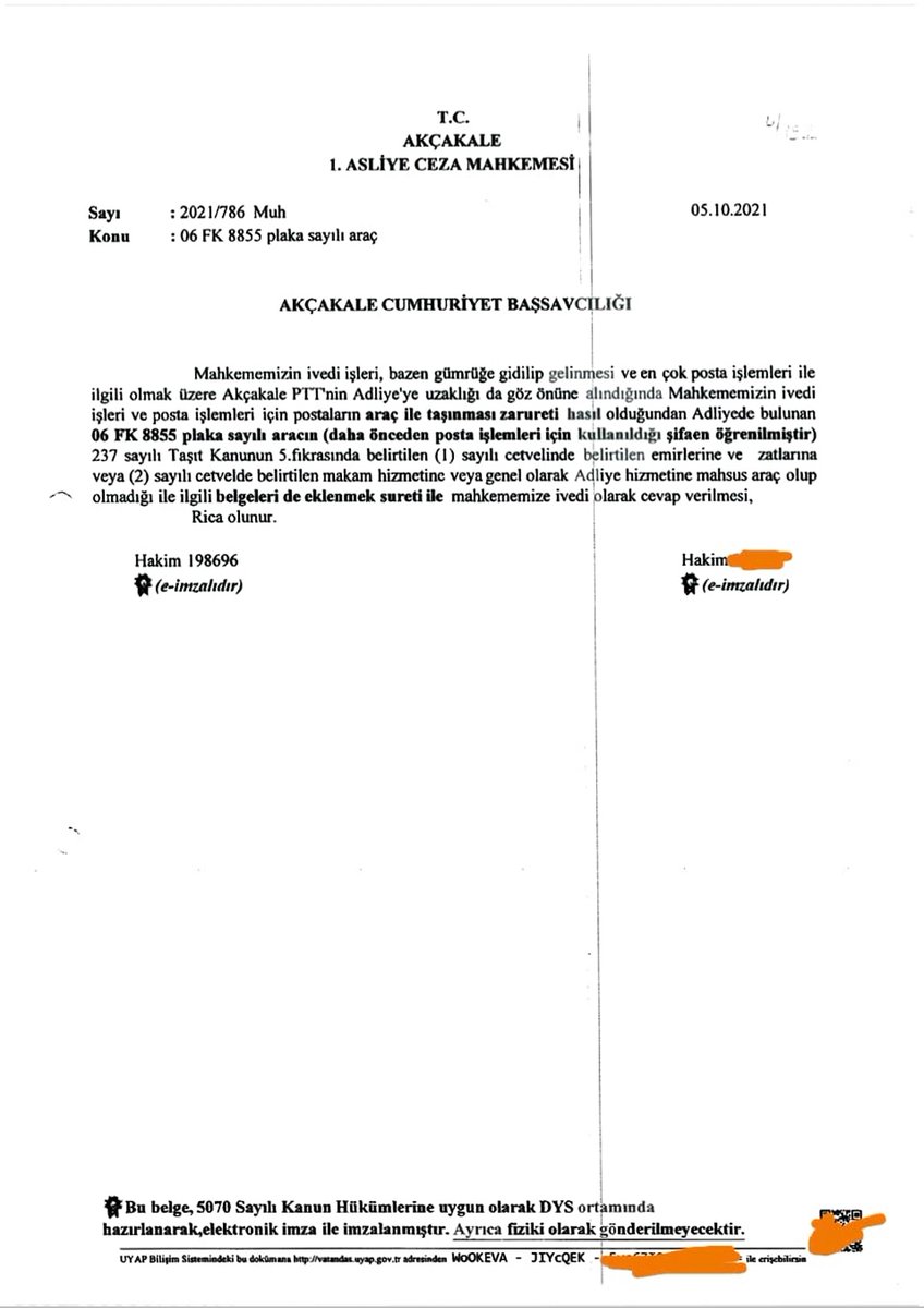 Meslekten ihracıma yönelik hiçbir şey bulamayan HSK, Mübaşirlerin mahkeme işleri için şahsi vasıtalarıyla yeri geldiğinde otostop çekerek mahkemenin dosyalarını götürdükleri görüldüğünden adliyede bulunan resmi hizmete mahsus aracı talep ettiğimden dolayı beni meslekten ihraç