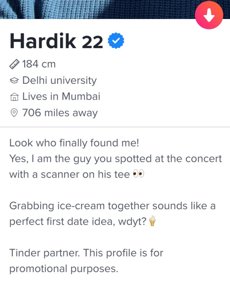 Saw this guy at a concert in Mumbai last night (the qr code opens his tinder profile) 😭