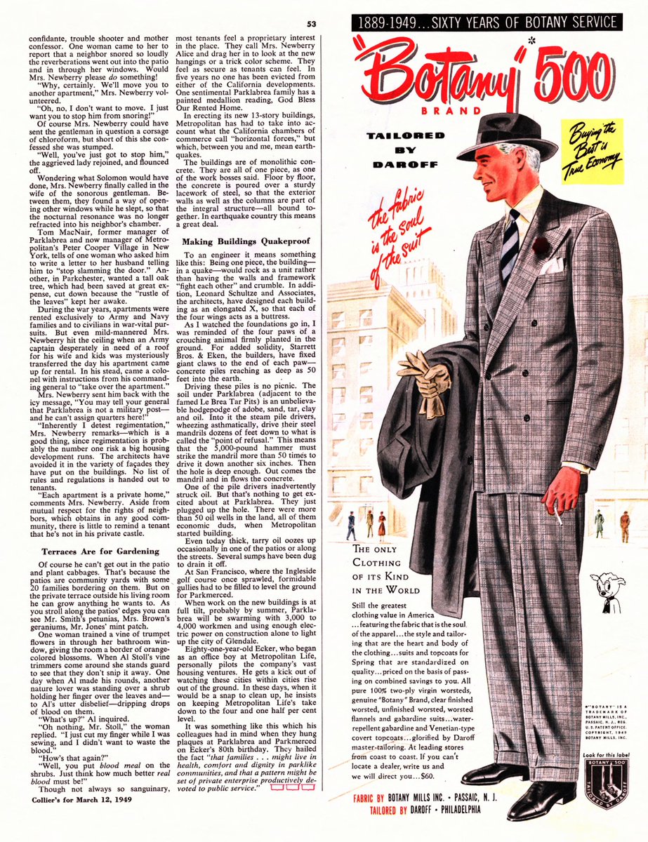 LRonLacy's tweet photo. Howard Whitman, “Homes That Fit People”
‘Do you live in a filing cabinet? Is your Lebensraum a steaming slab of concrete? Then you will be interested in the job of modern apartment building that the #MetropolitanLifeInsurance Company is doing …’
Collier’s, March 12, 1949 https://t.co/IkDtJDRiFW