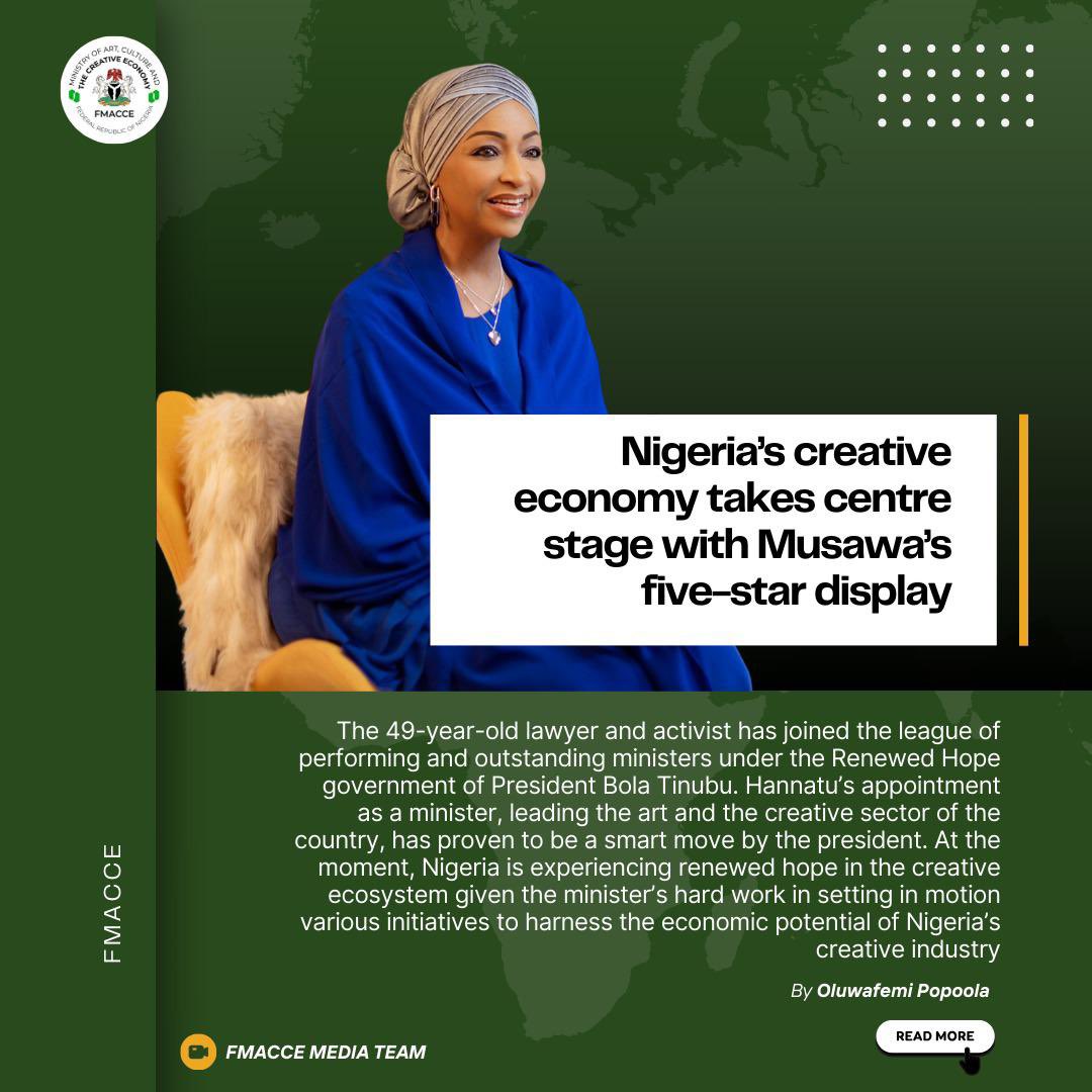 FMACCE plans to create millions of jobs & boost Nigeria's GDP to $100bn by 2030 through skills training & economic plans! - Minister @hanneymusawa #CreativeJobs #NigeriaThrives thecable.ng/nigerias-creat…