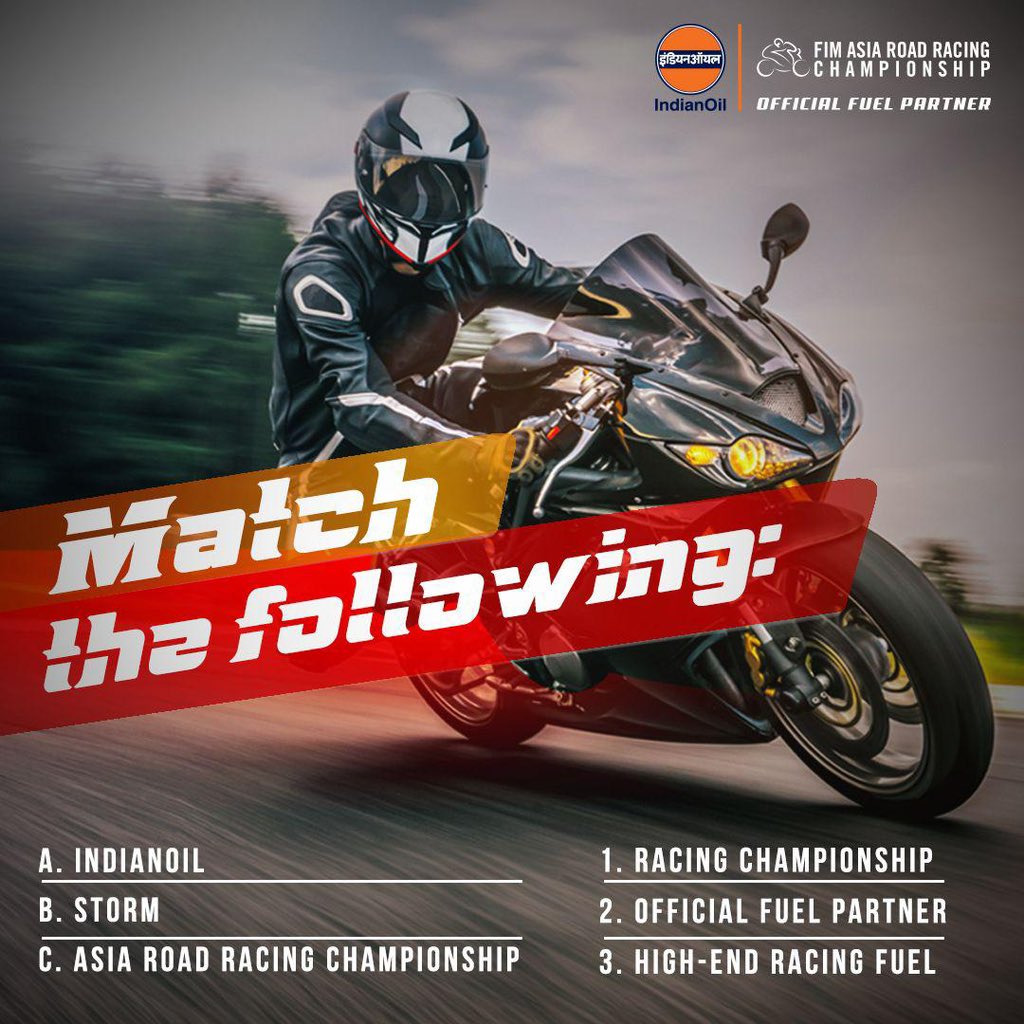 IndianOilcl's tweet photo. Challenge your racing knowledge with this match-up! Can you connect the dots correctly? Share your guesses in the comments!
#ARRCFuelPartner #IndianOil #AsiaPower #FIMAsia https://t.co/bcPfOxXgg2