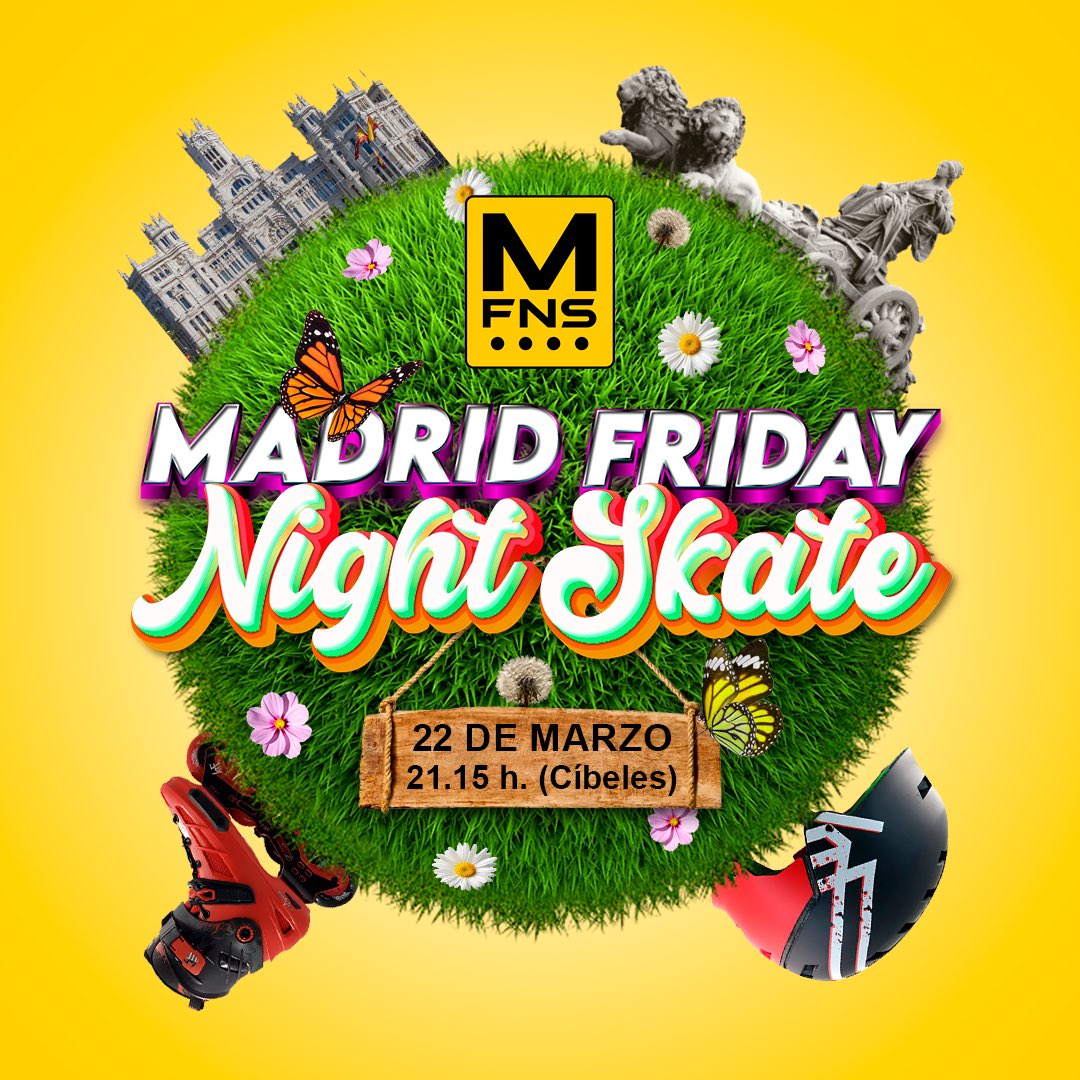 MadridFNS's tweet image. 👉 Ven con las mejores flores y colores 🌼🌸🌺 Ya es primavera en la Madrid Friday Night Skate. 22/3/24 21:15 Cibeles. #primavera #spring
😁No te olvides de sonreír y disfrutar.
🚔 Nos acompañará la policía.
Organiza: @patinadoresmadrid 
#MadridFridayNightSkate 
#welovetoskate
