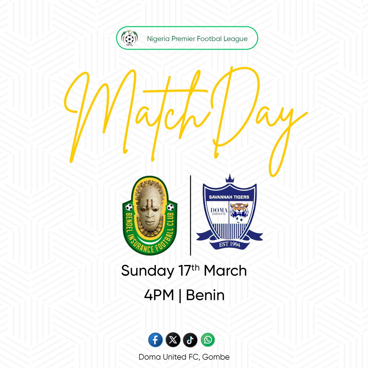 domaunitedfc's tweet photo. Another day to roar, away from home!
Let's Tigers 🐅
#BENDOM | #DomaUnited https://t.co/3CrhI5wP4Y