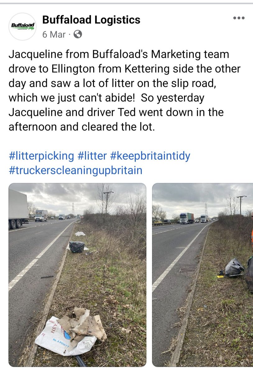 Well done to all at @Buffaloadlogist for getting stuck in litterpicking. Let's hope other companies take note and follow their example. #truckerscleaningupbritain ##KeepBritainTidy ##bepartofthesolution