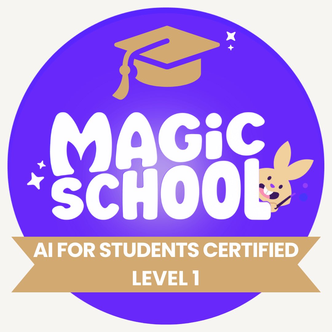 I'm excited to announce that I‘ve completed the MagicSchool for Students Certification Course (Level 1). @magicschoolai is the leading Al Platform for educators - helping teachers and students productively and safely interact with Al!#AI #AIinEducation #twlz #digitalebildung