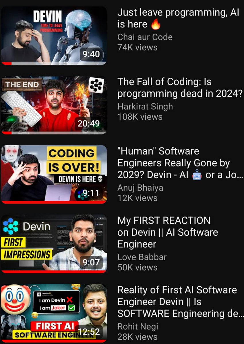 DipTheBeginner's tweet photo. The only thing we have to fear is fear itself

:- Franklin D. Roosevelt

Remember every innovation created fear until people really found it helpful

These all tech persons whom i believe they all said the same things

so don't panic because that's what they want
#ai #Devin https://t.co/kCeRt1QBQ9