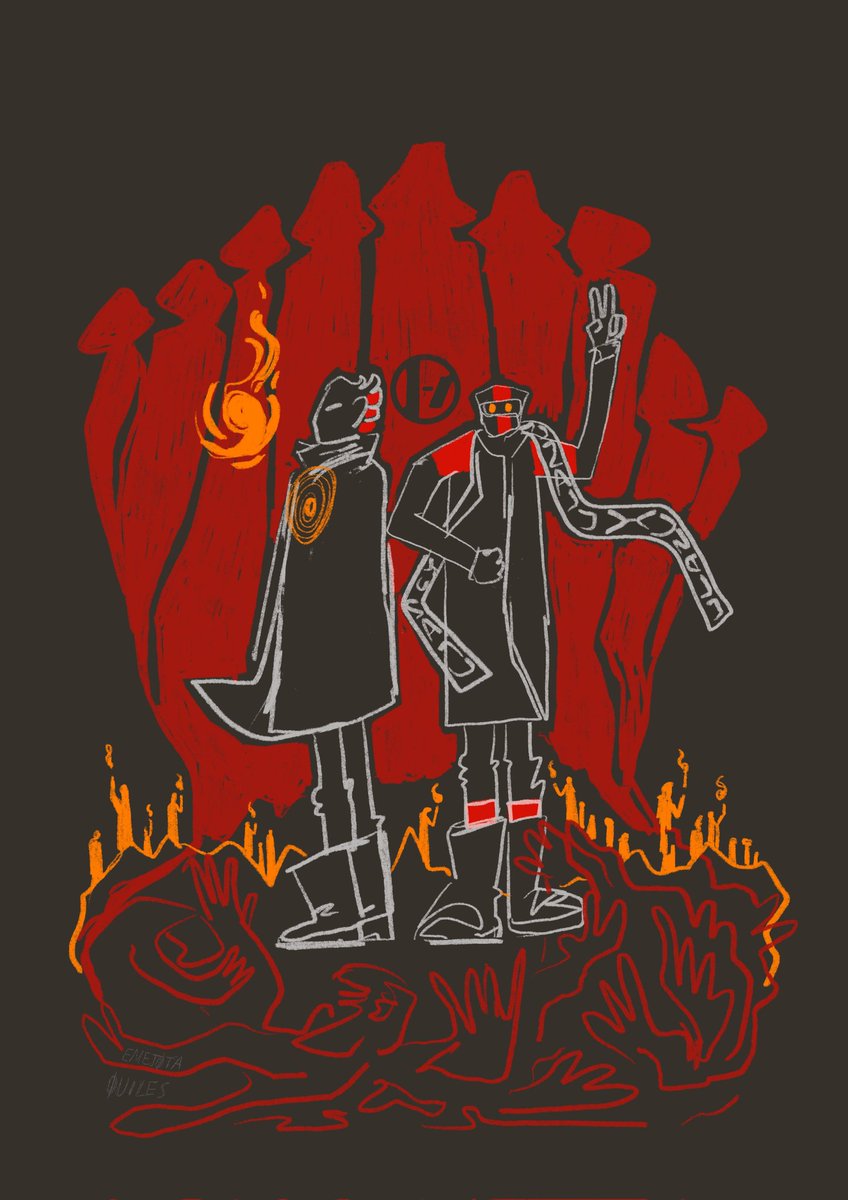 I have been following this band since 2013 but this is one of my first drawing of them...maybe defeating old fears |-/ #twentyonepilots #clancy #overcompensate #top