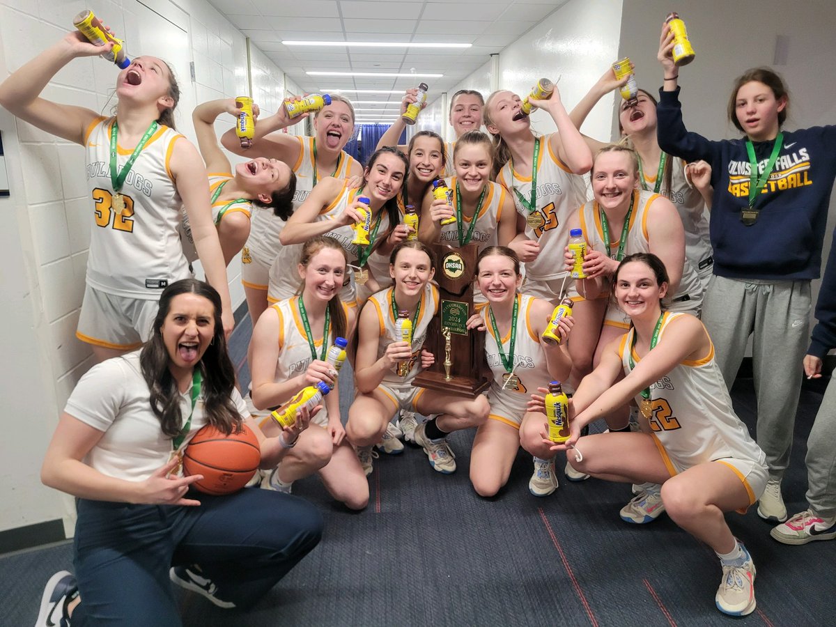 adamideast's tweet photo. Look who’s got chocolate milk? Congrats to @fallsgirlshoop,
the 2024 @OHSAASports DI Girl Basketball State Champs! @OFalls_Bulldogs https://t.co/EcPAvdCzzv