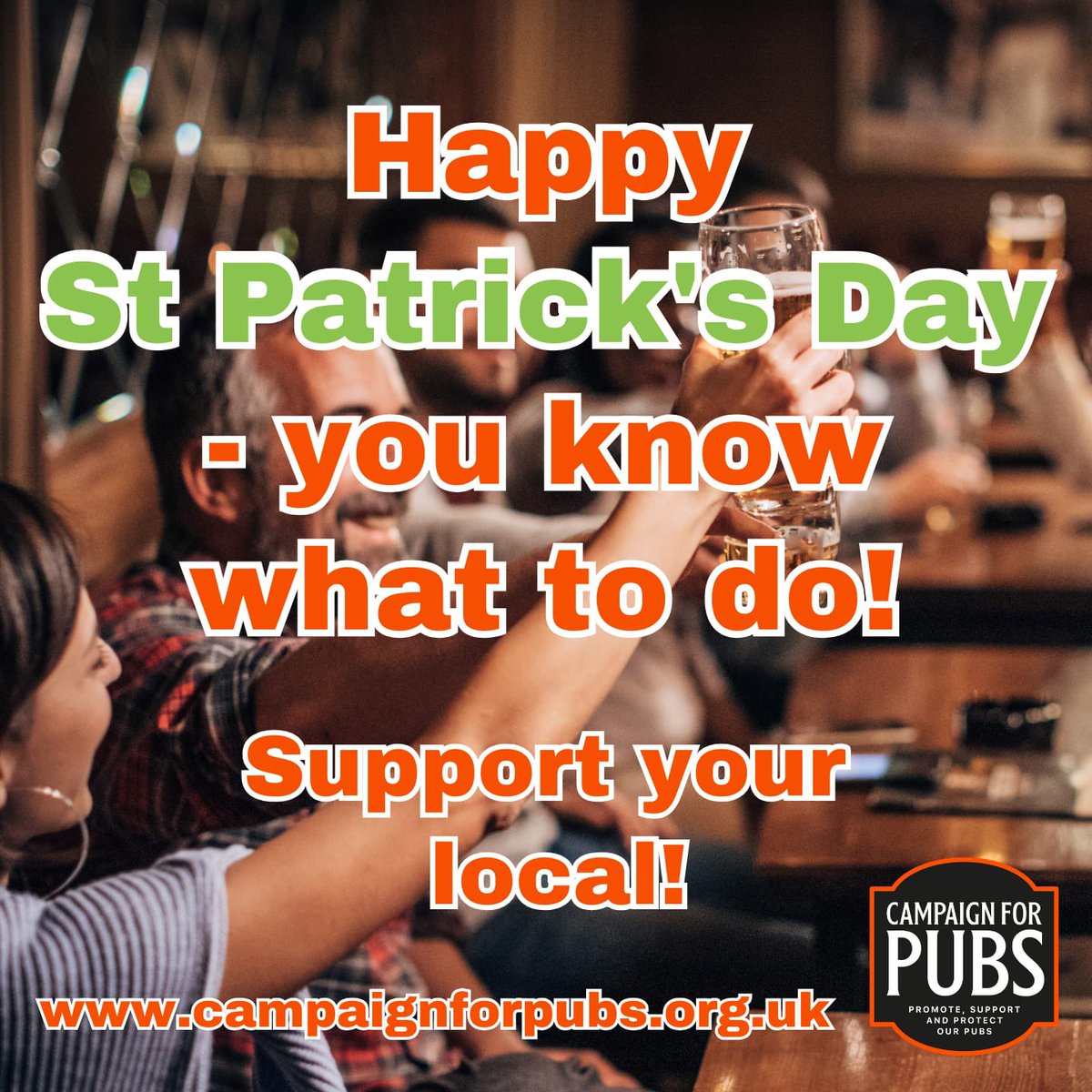 CampaignforPubs's tweet photo. A #HappyStPatricksDay to all #Irish people everywhere especially Irish #pubs, #publicans &amp; staff.

Enjoy #StPatricksDay in the #pub!🍻🥃🇮🇪☘️ 

#SupportOurPubs #SupportPubs https://t.co/F2heJE4qVL