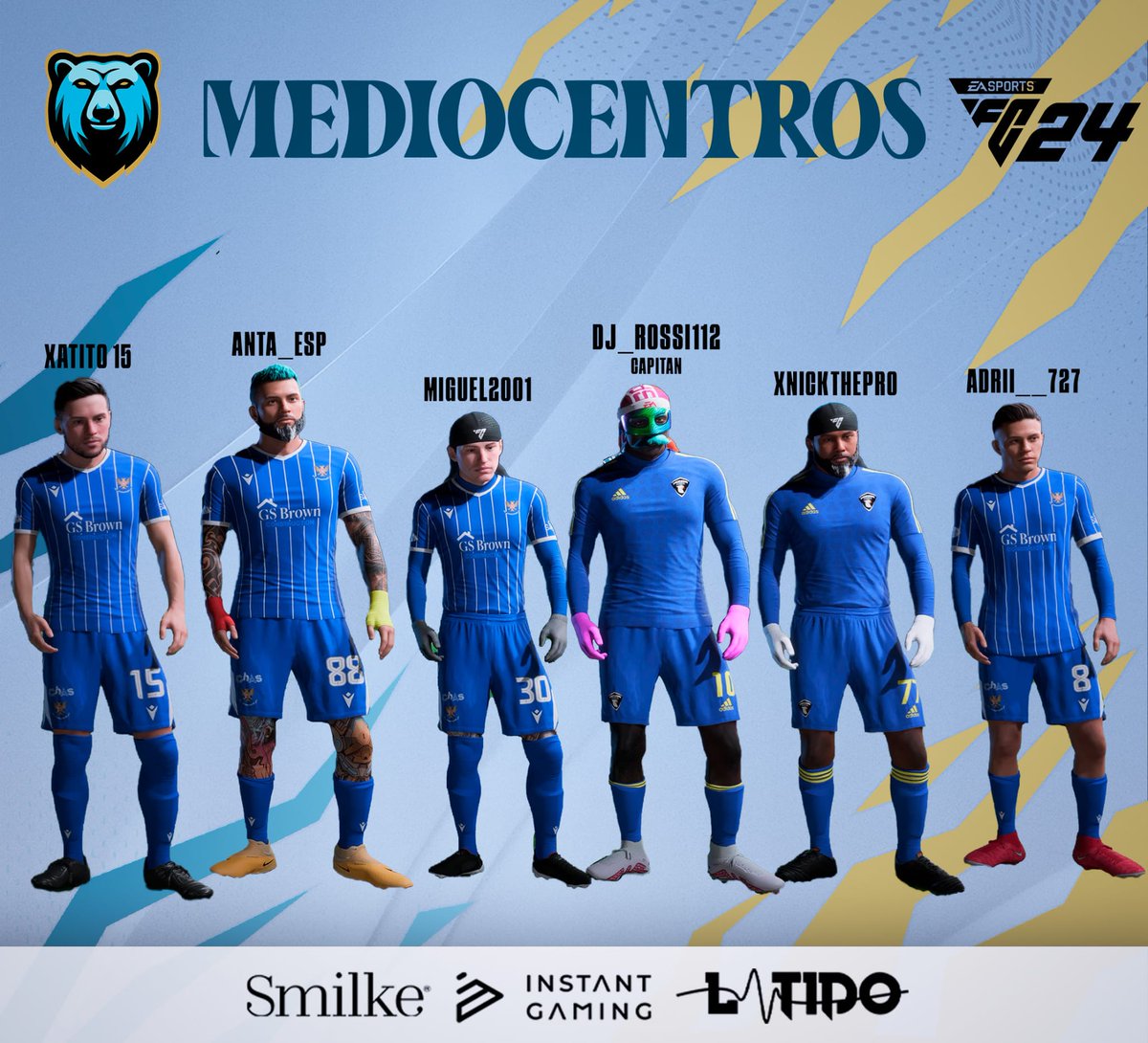 BARBATEFC's tweet image. #Presentación || 𝗢𝗳𝗶𝗰𝗶𝗮𝗹

Seguimos con las presentaciones los motores del equipo   que defenderán los colores del equipo!!  🩵🖤

𝐵𝐼𝐸𝑁𝑉𝐸𝑁𝐼𝐷𝑂𝑆🐻

@DJ_ROSSI112 (capitán)
@xatito11 
@esp_anta 
@Miguelhp__ 
@xNickThePro 
@YourmannnAdrii5 

#goursus @UrsusGaming_