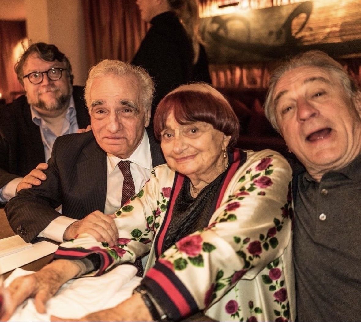 Agnès Varda with Martin Scorsese, Guillermo del Toro and Robert De Niro (2018)