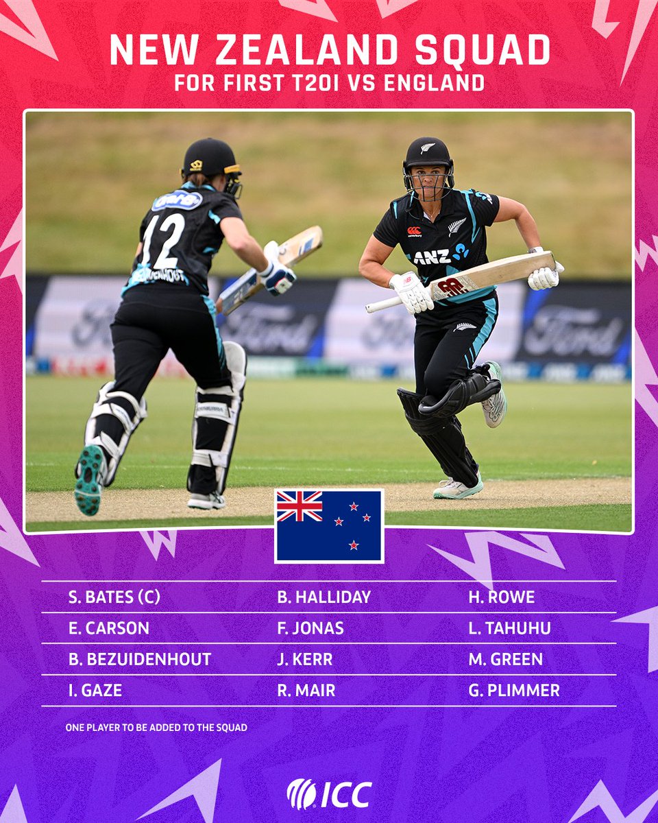 Amelia Kerr and Sophie Devine to miss the opening fixture of the five-match T20I series against England.

#NZvENG | Details 👉 bit.ly/4cgSV7D