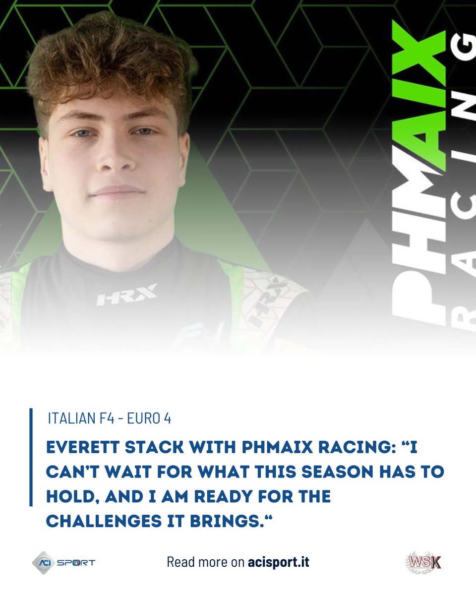 PHM AIX Racing confirms Everett Stack also in the Italian F.4 and Euro 4 Championships 🤝 Read more 👇 acisport.it/en/f4/news/202… PHM AIX Racing conferma Everett Stack anche nei Campionati Italian F.4 ed Euro 4 🤝 Leggi di più 👇 acisport.it/it/f4/notizie/…