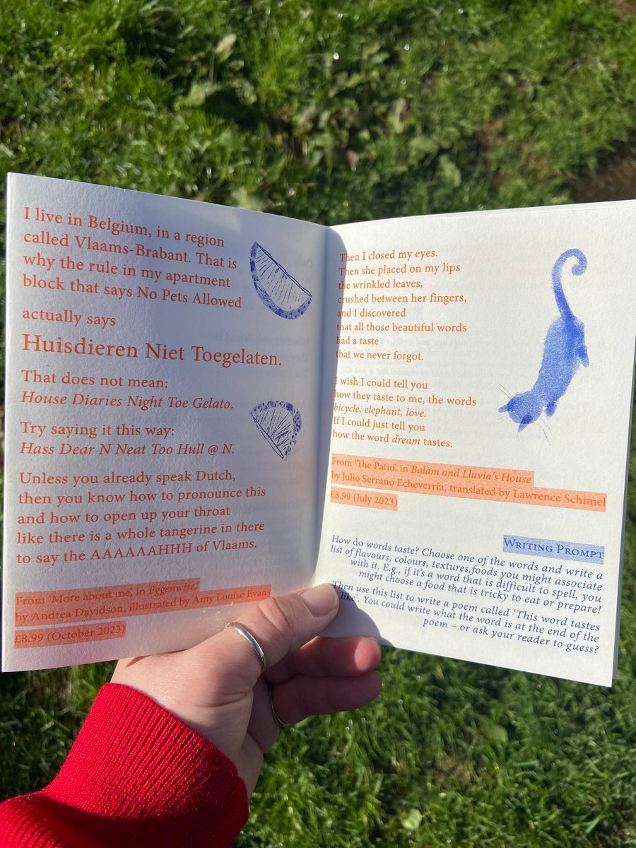 We see sunshine!☀️ Making the most of it by perusing this #writingprompt from @poetclare. This cute pocket sized booklet came with a copy of The Untameables from @TheEmmaPress and we just love it 💚 Have a happy reading day, folks 🧡📚