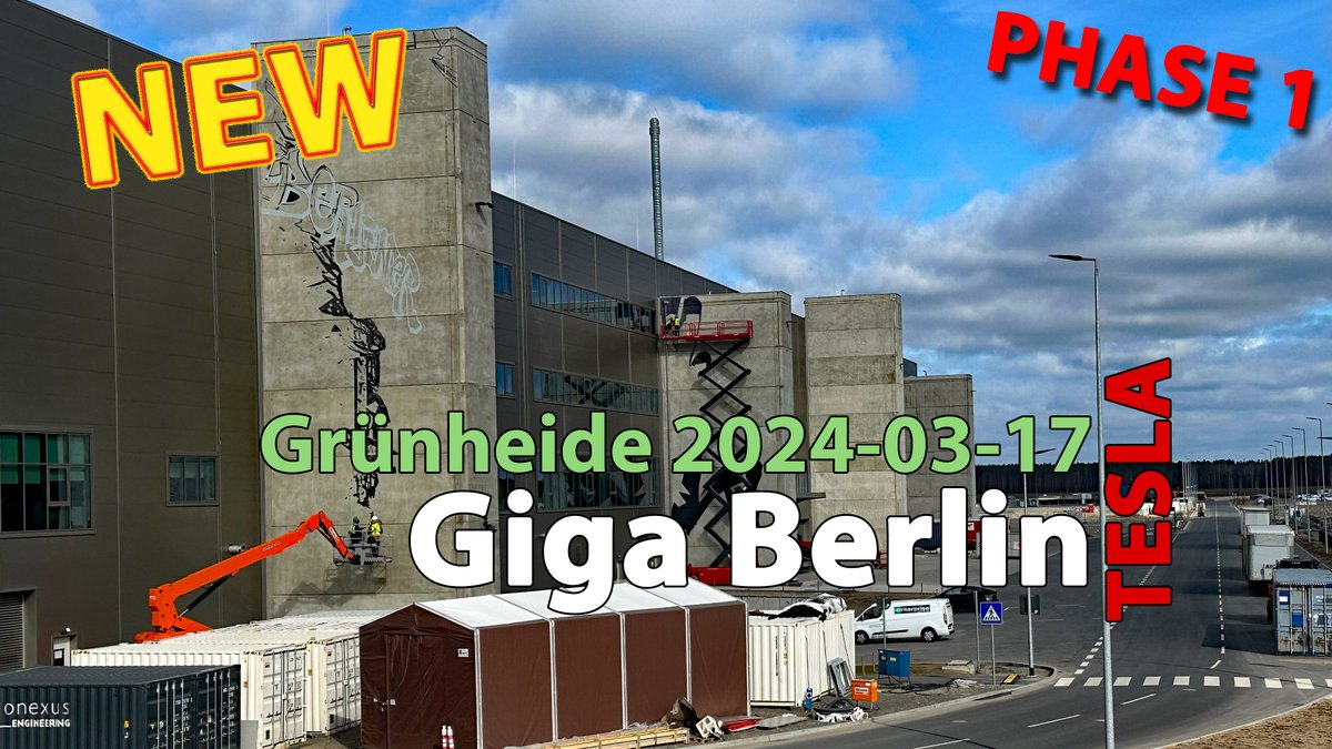 😎👉Tesla Giga Berlin Update #196 - PHASE 1 🚨 NEW drone video online! 2024-03-17 NEW Giga art in progress... 🖌️ youtube.com/watch?v=XZg_x6… @elonmusk #tesla #GigaBerlin #gigafactory #gf4