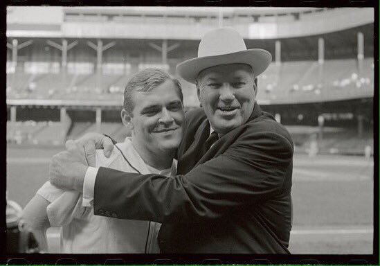 Columnist Red Smith on Denny McLain (left, with Dizzy Dean) being suspended by Major League Baseball in 1970 for waving a gun in a restaurant: "Firearms have always had an irresistible attraction for immature males with half-formed minds."