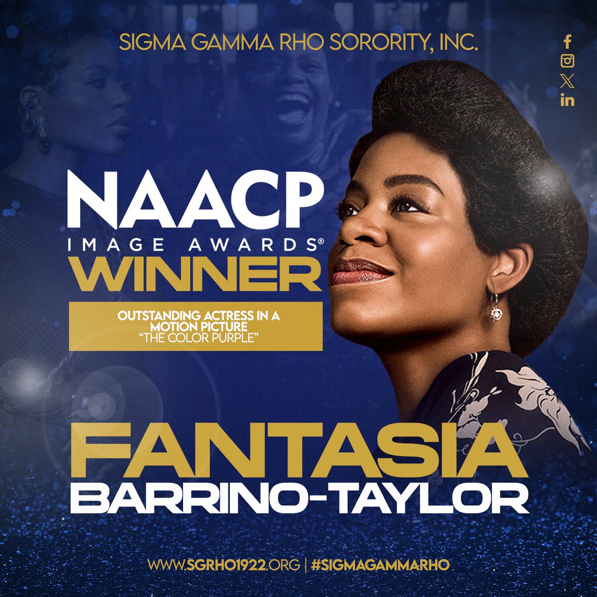 Sigma Gamma Rho (@sgrho) on Twitter photo Congratulations to our very own Soror <a href="/fantasia/">Erik Fantasia</a> for receiving the award for โOutstanding Actress in a Motion Pictureโ from the @naacpimageawards for her role as Celie in โThe Color Purpleโ !๐๐
Please congratulate our Soror in the comments below! Congratulations to our very own Soror <a href="/fantasia/">Erik Fantasia</a> for receiving the award for โOutstanding Actress in a Motion Pictureโ from the @naacpimageawards for her role as Celie in โThe Color Purpleโ !๐๐
Please congratulate our Soror in the comments below!