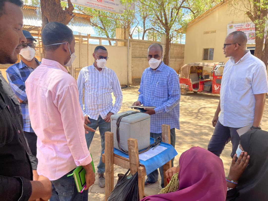 Our #COVID19 vaccination project team! Just wrapped up a productive field visit to the Bay region of Somalia. They were on-site, closely monitoring the implementation of the project in the region. Great progress and collaboration with local partners. #VaccinationEfforts