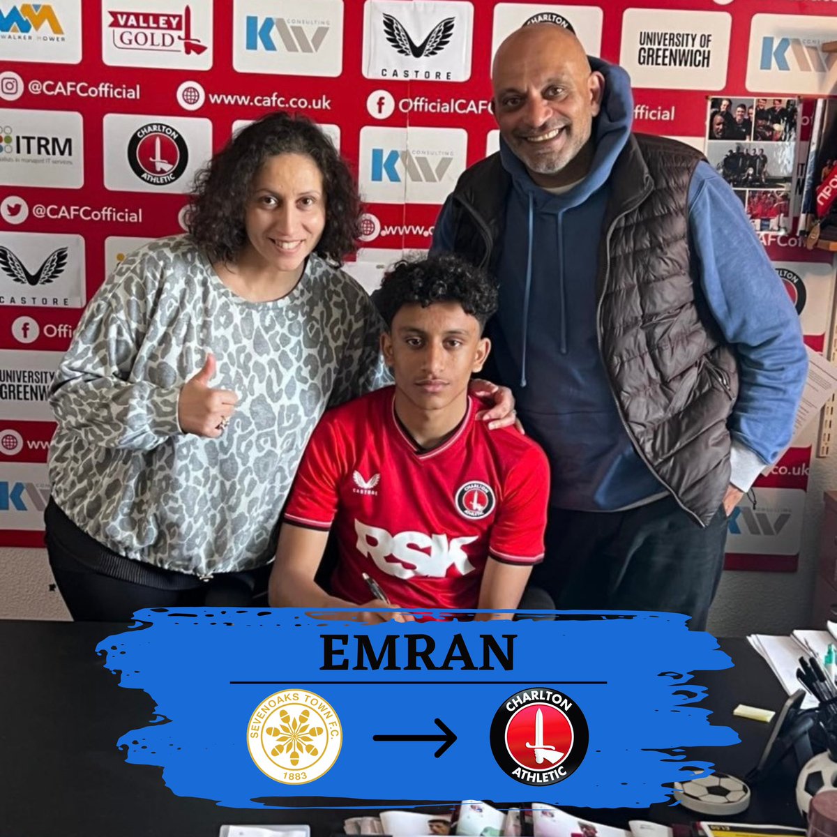 Congratulations to Sevenoaks Town U14s player Emran who has signed for Charlton Athletic FC ✍️

We wish Emran all the best on this exciting step in his football journey! 🙌

🔵⚫️ | #Sevenoaks #STFC #CAFC