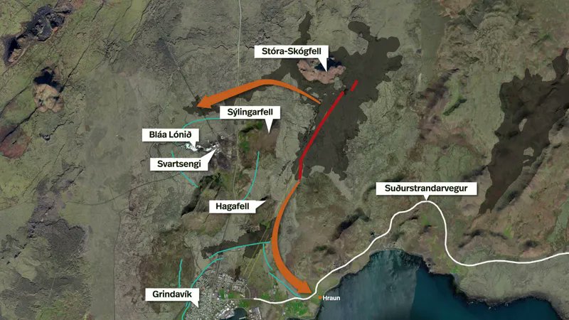 Lava is flowing north of Svartsengi and the Blue Lagoon, and southeast towards the sea, east of Grindavík. If it reaches the sea, chlorine fumes could be produced due to its alkaline nature, potentially leading to minor explosions. The Icelandic Meteorological Office would…