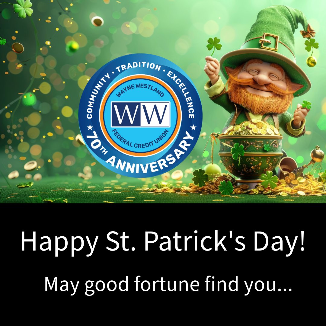 wwfcu's tweet image. Have a wonderful St. Patrick's Day! We will see you tomorrow!
#StPatricksDay #Lucky #PotOGold #Rainbows #WWFCU ☘️🌈