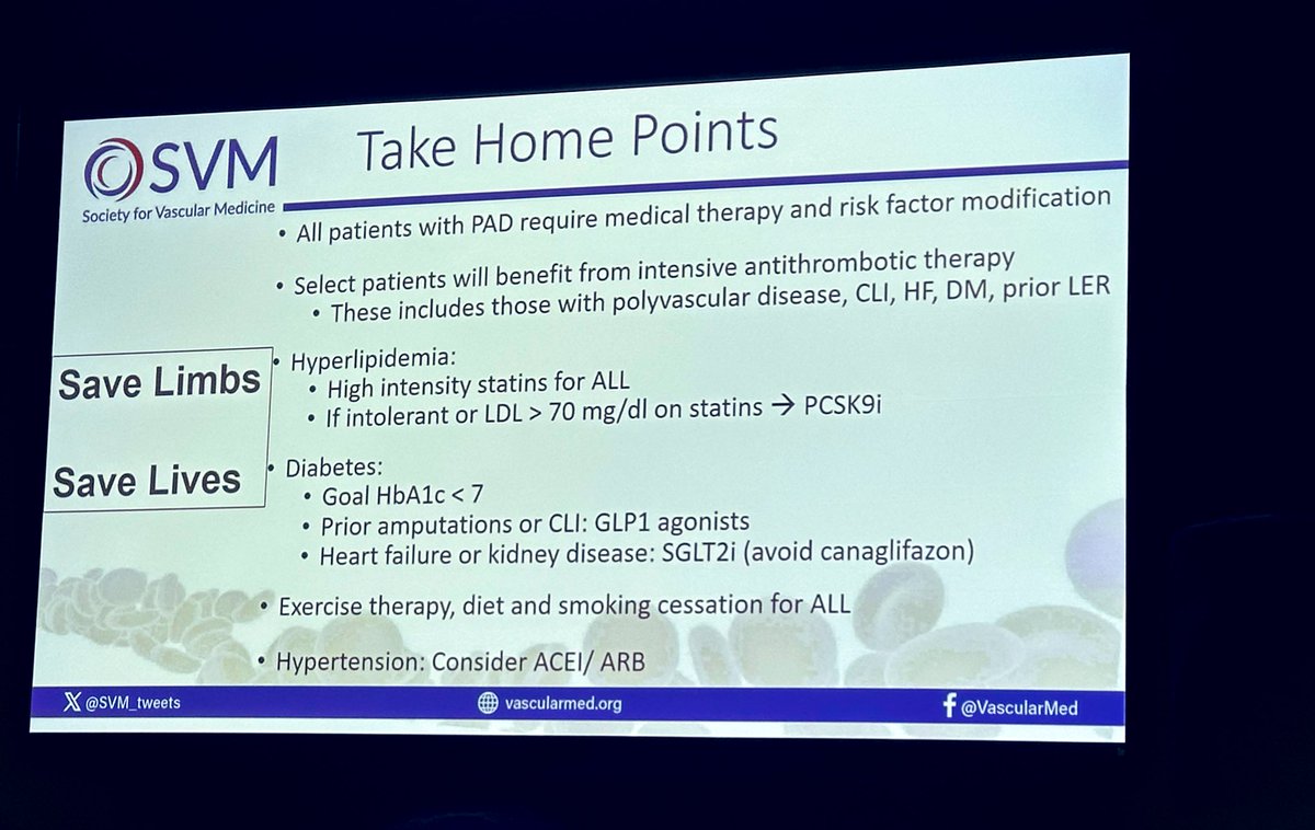 SVM_tweets's tweet image. Medical management for #riskfactor modification is crucial in #PAD!#Revascularization may have a role in symptomatic pts &amp;amp; to reduce tissue loss in CLTI

#SaveLimbs #SaveLives @PVDCouncil 
@adityasharmamd @PiedmontHealth @DrDrewKleinPHI 
@wellsbryanj @AaronAdayMD @heatherlgornik